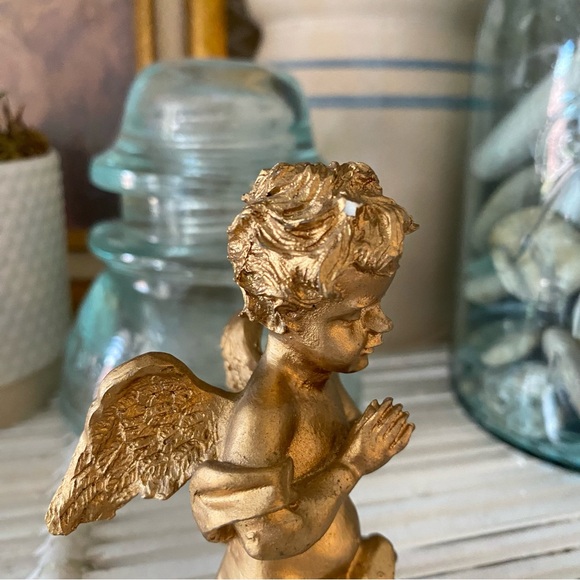 Vintage 90s Gold Cherub Set of 3 Figurines - Picture 6 of 9
